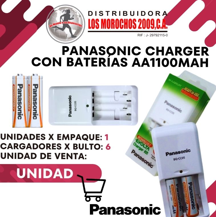 PANASONIC CHARGER CON BATERÍAS AA1100mAh 1X1