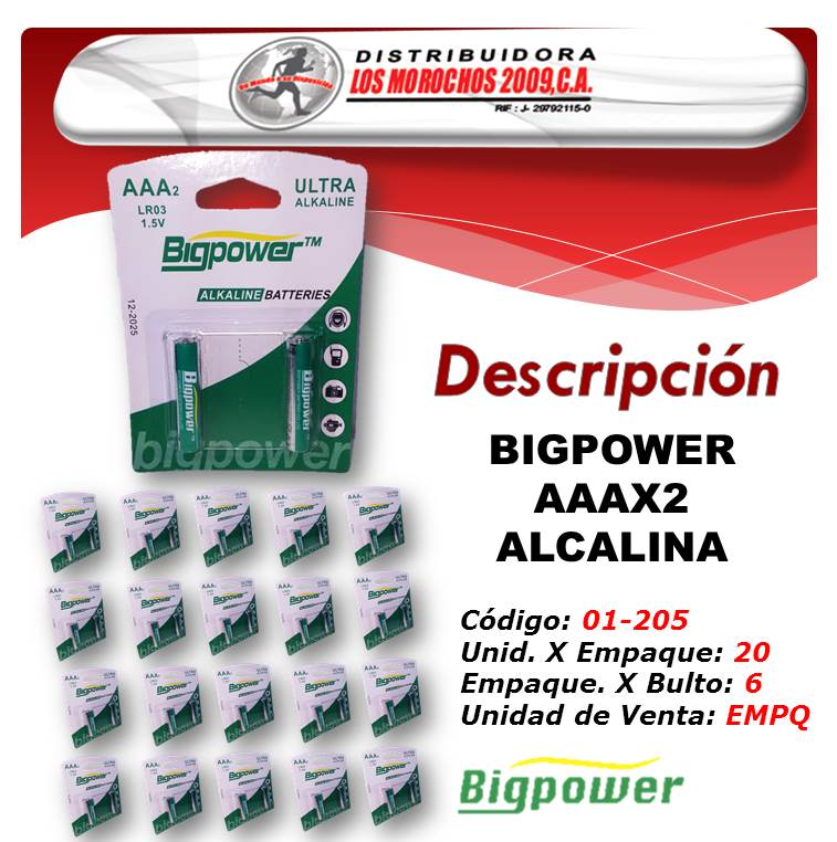 BIGPOWER AAAX2 ALCALINA 20X1