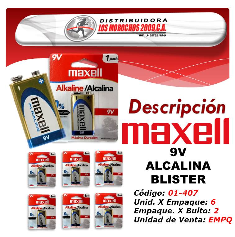MAXEL  9V ALCALINA BLISTER  6 X 1