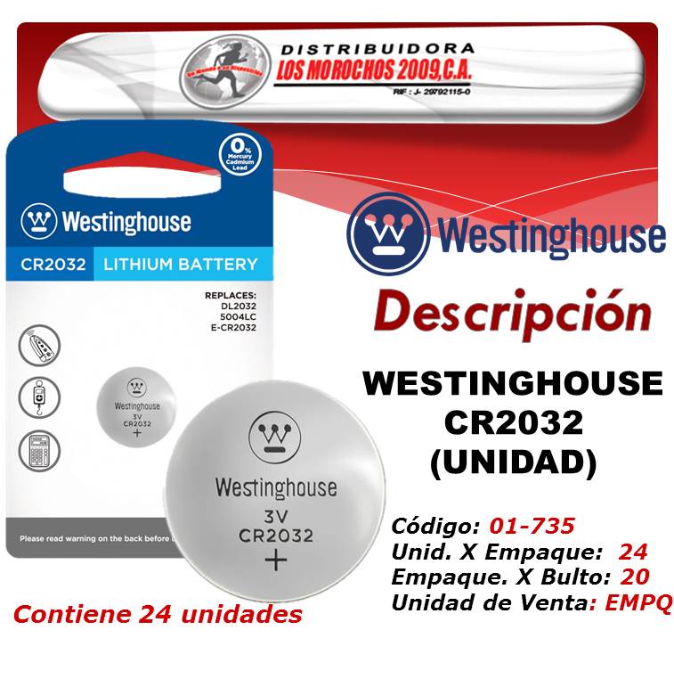 WESTINGHOUSE CR2032 3V (UNIDAD) 24X1