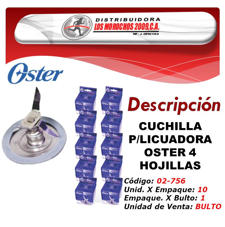 CUCHILLA P/LICUADORA  OSTER 4 HOJILLAS 10X1