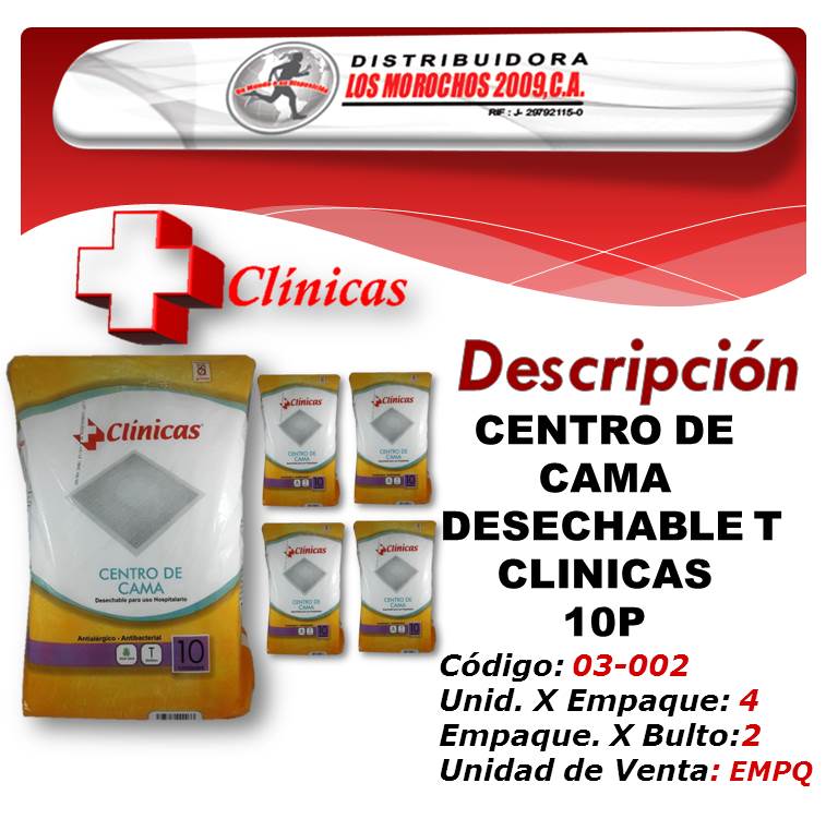 CENTRO DE CAMA DESECHABLE T CLINICAS 10P 4X1