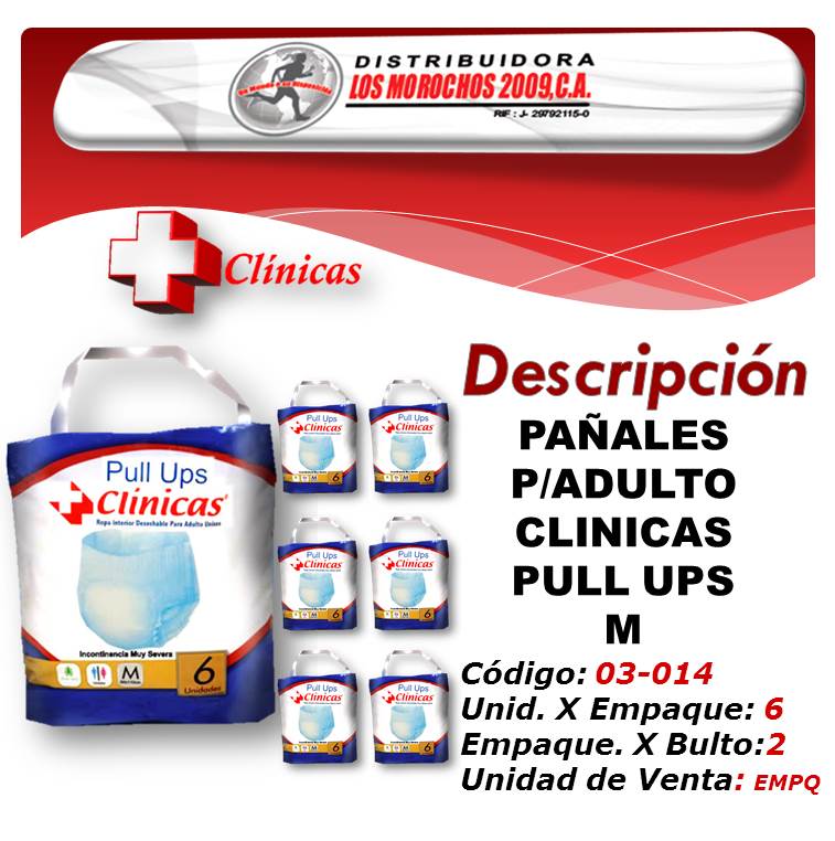 PAÑALES P/ADULTO CLINICAS PULL UPS M 6P 6X1