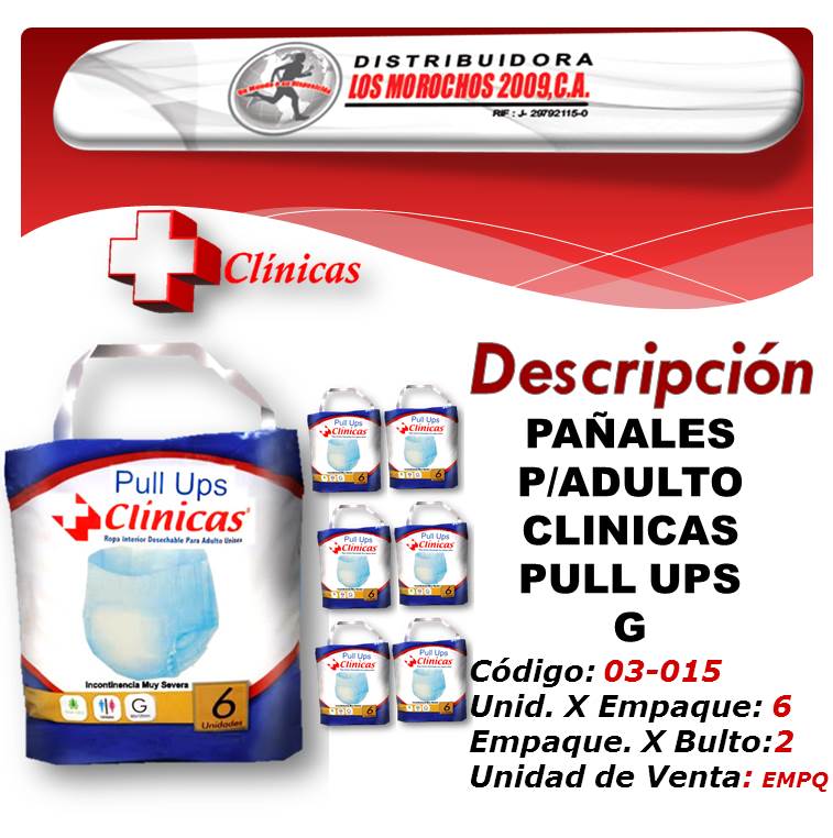 PAÑALES P/ADULTO CLINICAS PULL UPS G 6P 6X1