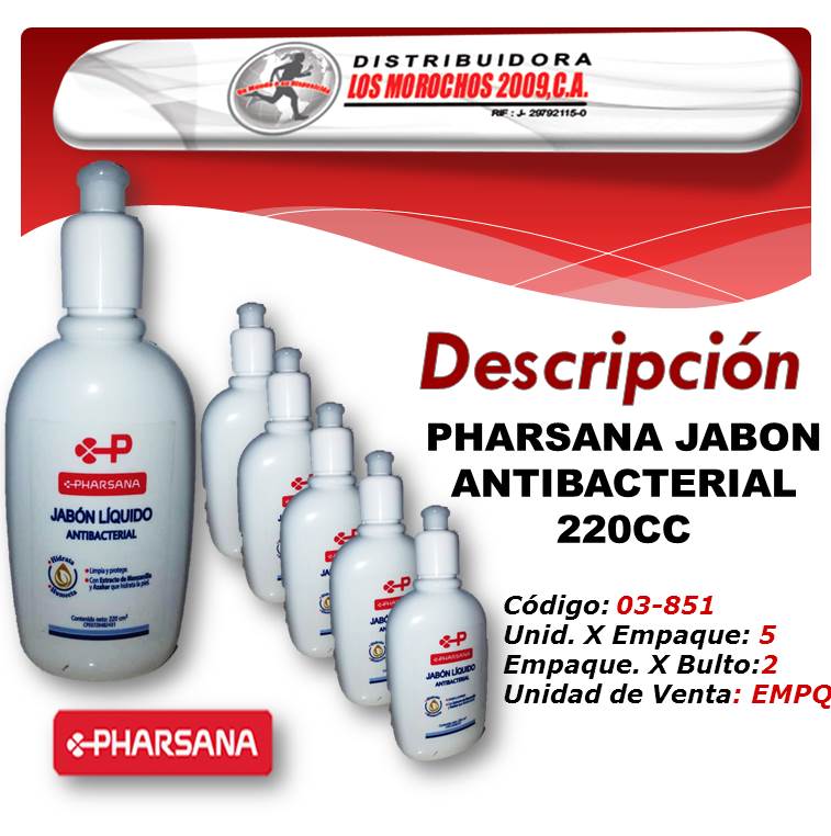 PHARSANA JABON ANTIBACTERIAL 220CC 5X1