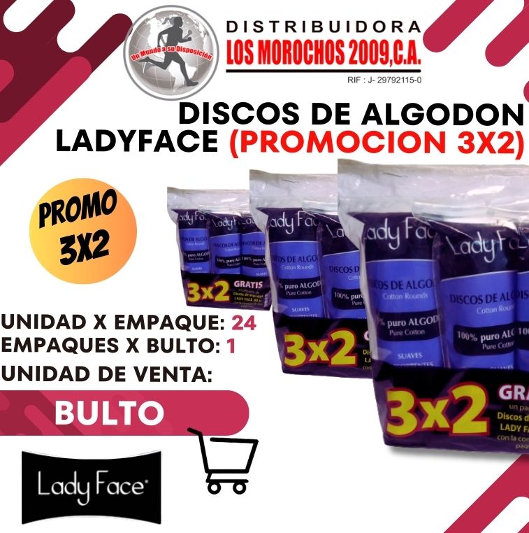 PROMO LADYFACE DISCOS DE ALGODON 80P 24X1 (3X2)