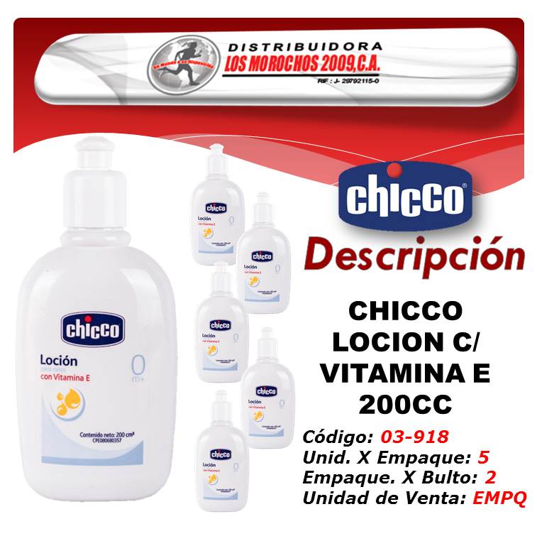 CHICCO LOCION  C/VITAMINA E 200CC 5X1