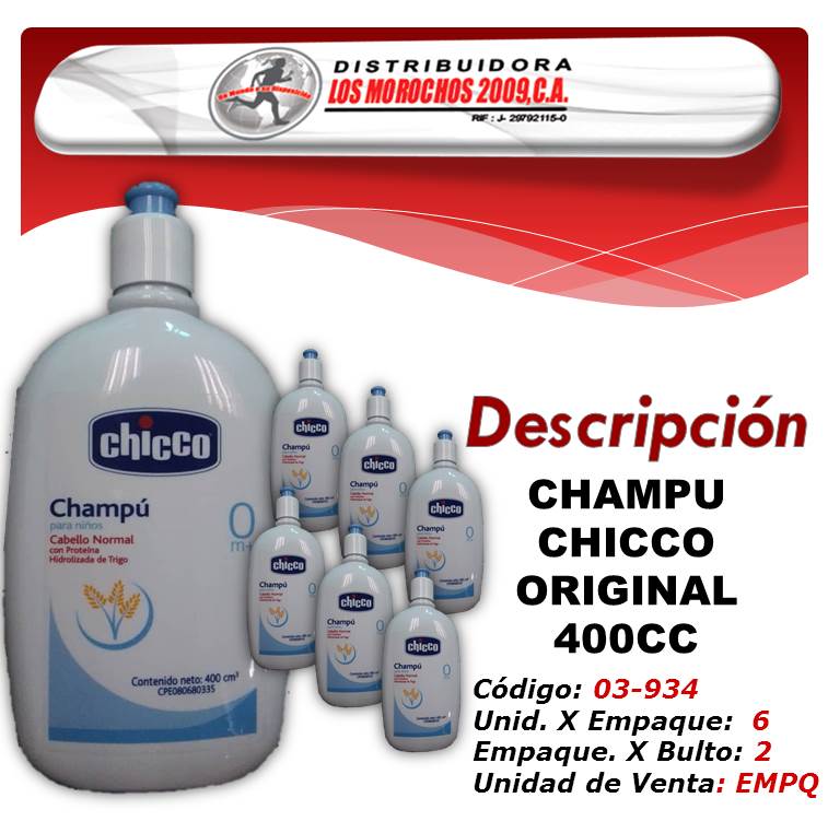 CHICCO CHAMPU ORIG.TRIGO 400CC 6X1