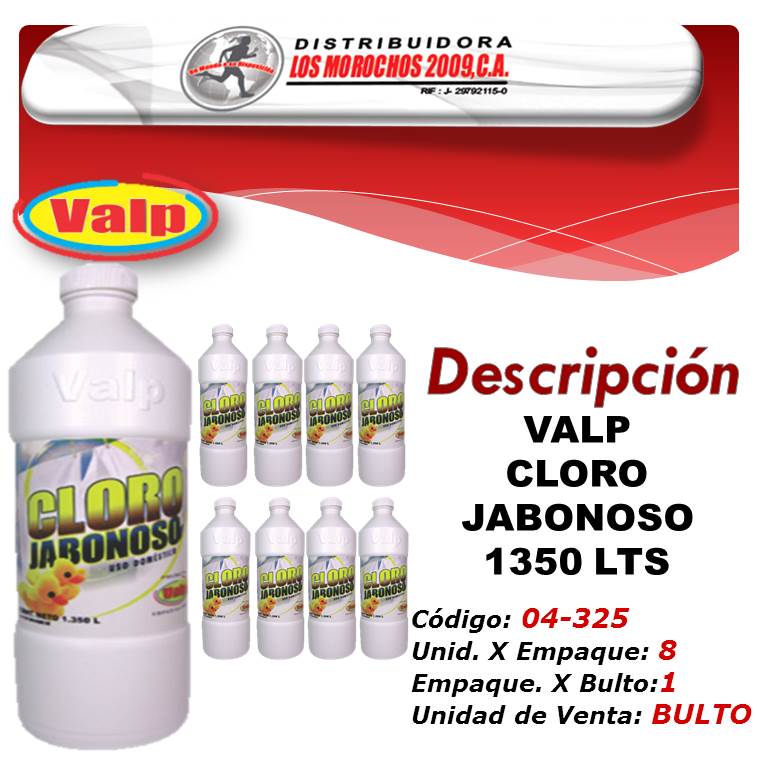 VALP CLORO JABONOSO 1350 LTS 8X1