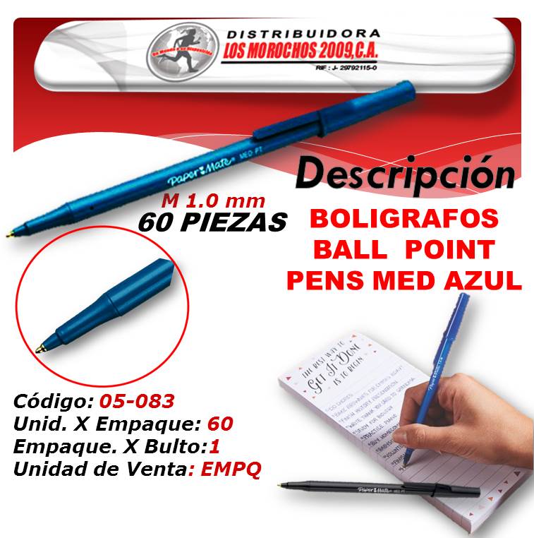 BOLIGRAFOS BALL  POINT PENS MED AZUL 60X1