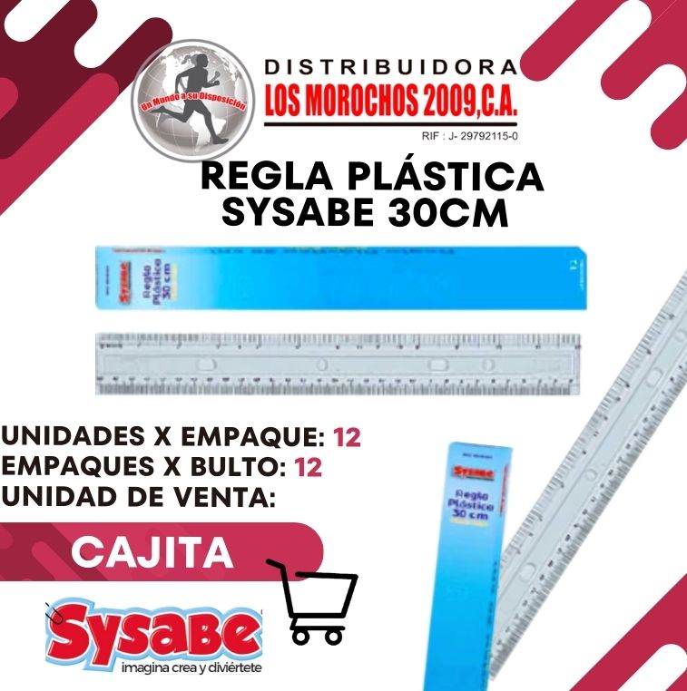 REGLA PLAST. 30CM SYSABE 12X1