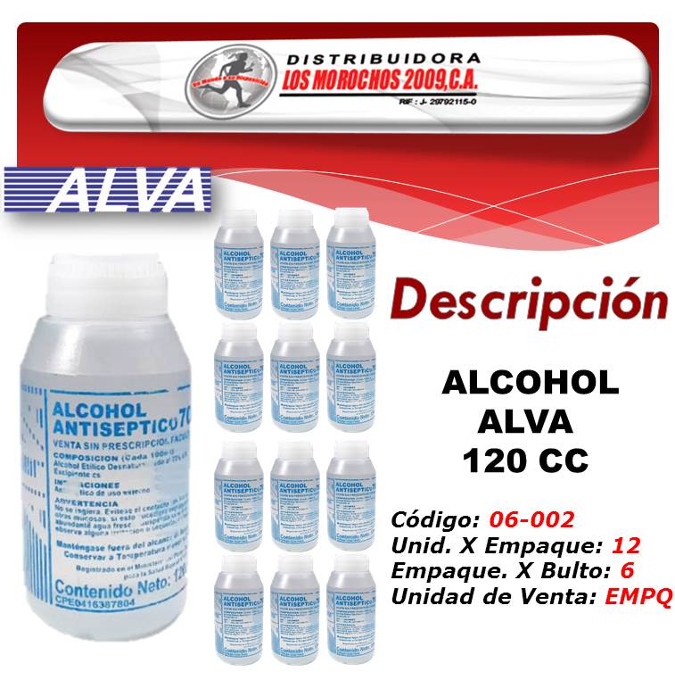 ALCOHOL ALVA 120 CC 12X1