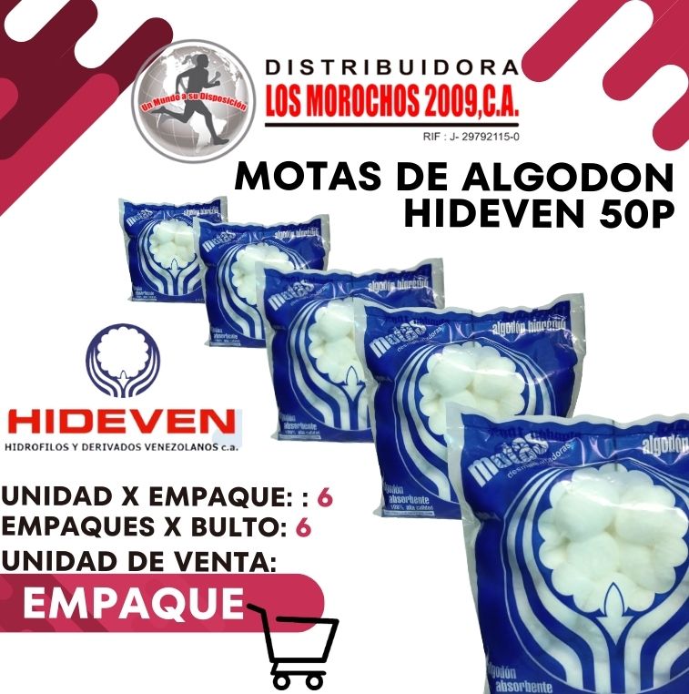 MOTAS D/ALGODON  HIDEVEN 50P 6X1
