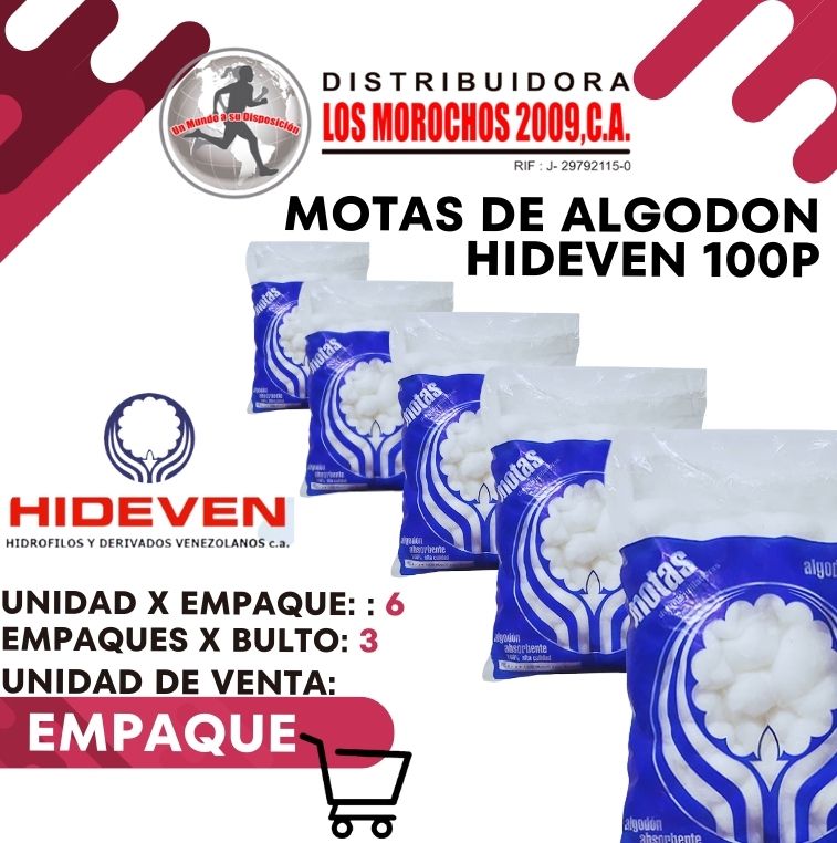 MOTAS D/ALGODON  HIDEVEN 100P 6X1