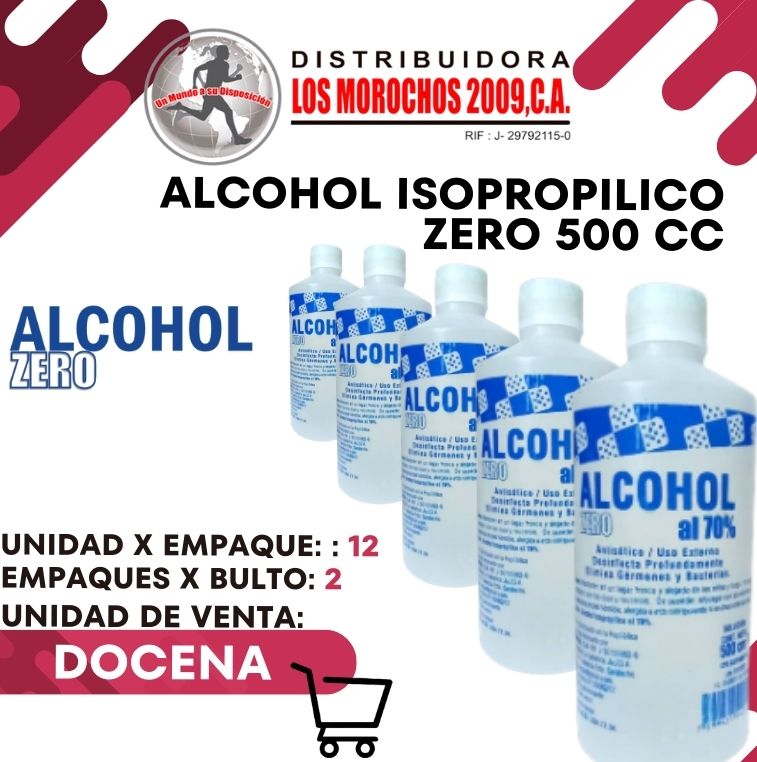 ALCOHOL IPA ISOPROPILICO ZERO 500cc 12X1