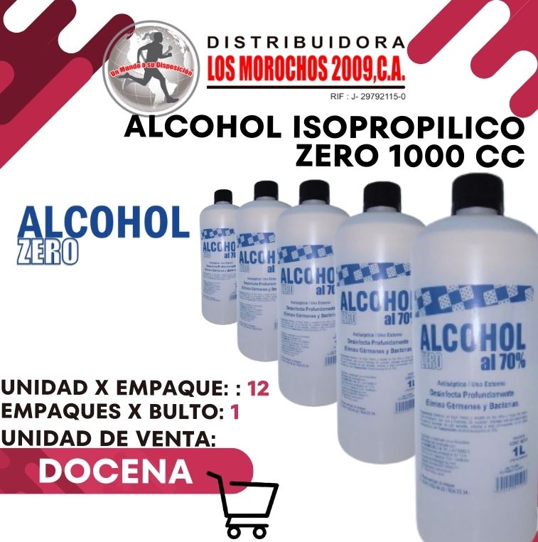 ALCOHOL IPA ISOPROPILICO ZERO 1000cc 12X1