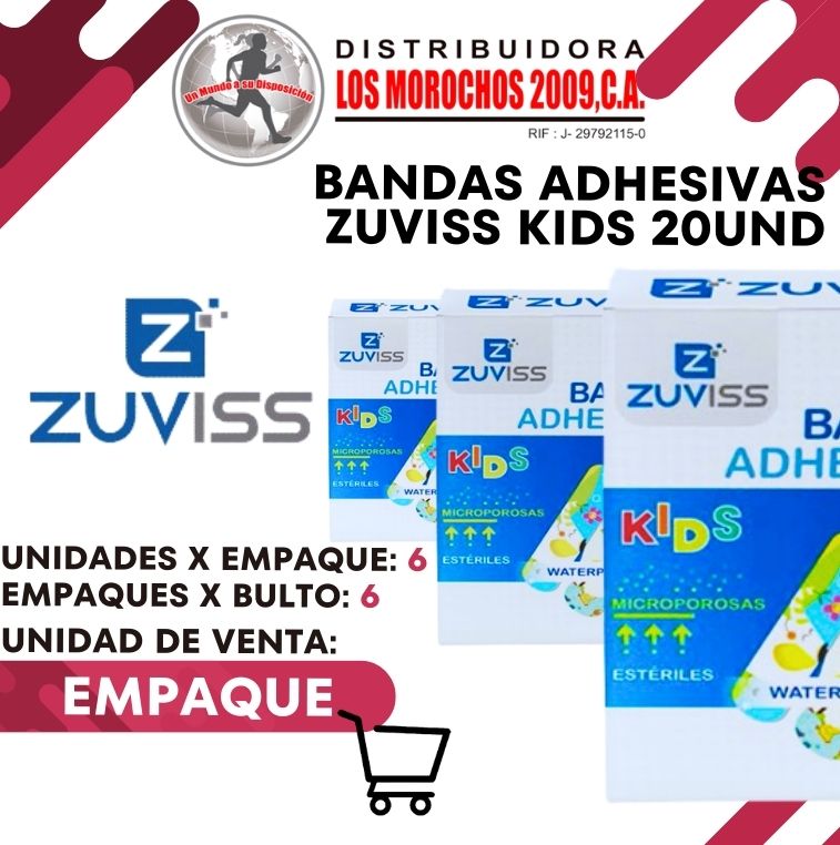 BANDAS ADHESIVAS ZUVISS KIDS 20UND 6X1