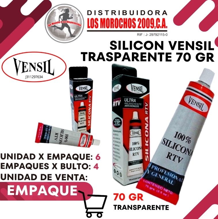 SILICON VENSIL TRANSP. 70GRS 6X1