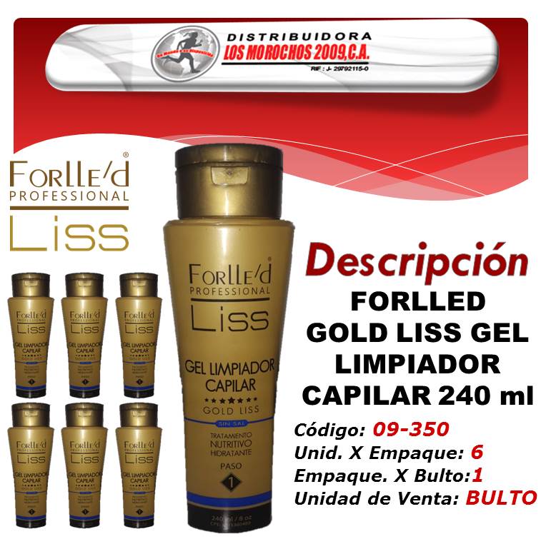 FORLLED GOLD LISS GEL LIMPIADOR CAPILAR 240 ml 6X1