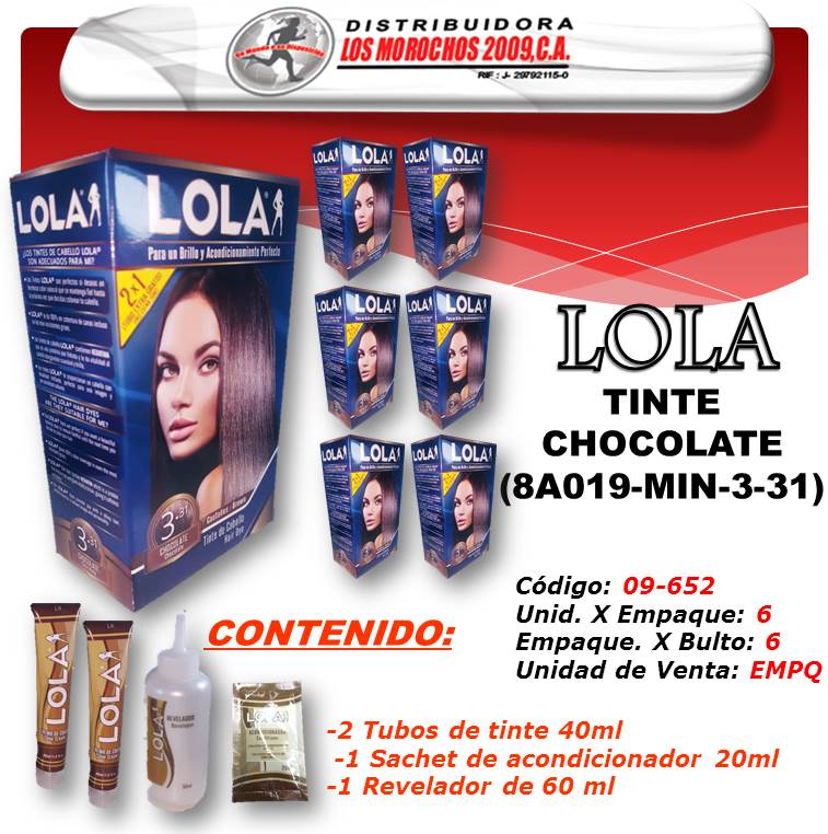 TINTE P/CABELLO CHOCOLATE LOLA 6X1