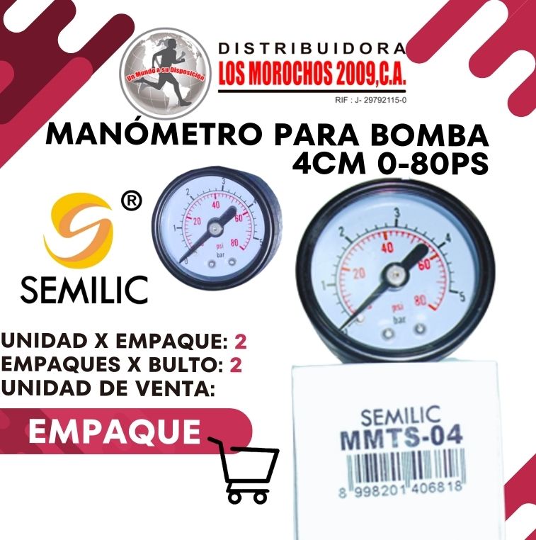 MANOMETRO P/BOMBA  4CM  0-80PS  2X1 (MMTS-04)