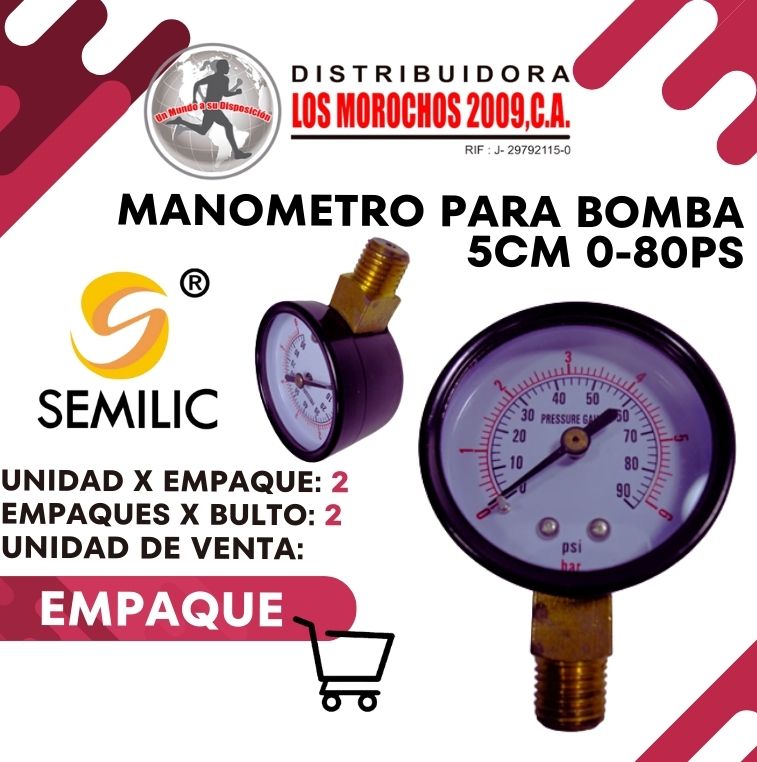 MANOMETRO P/BOMBA 5CM 0-80PS 2X1(MMTS-06)