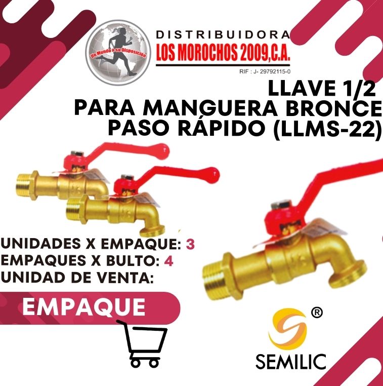 LLAVE 1/2 P/MANG.UERA BRONCE PASO RAPIDO 3X1  (LLMS-22)