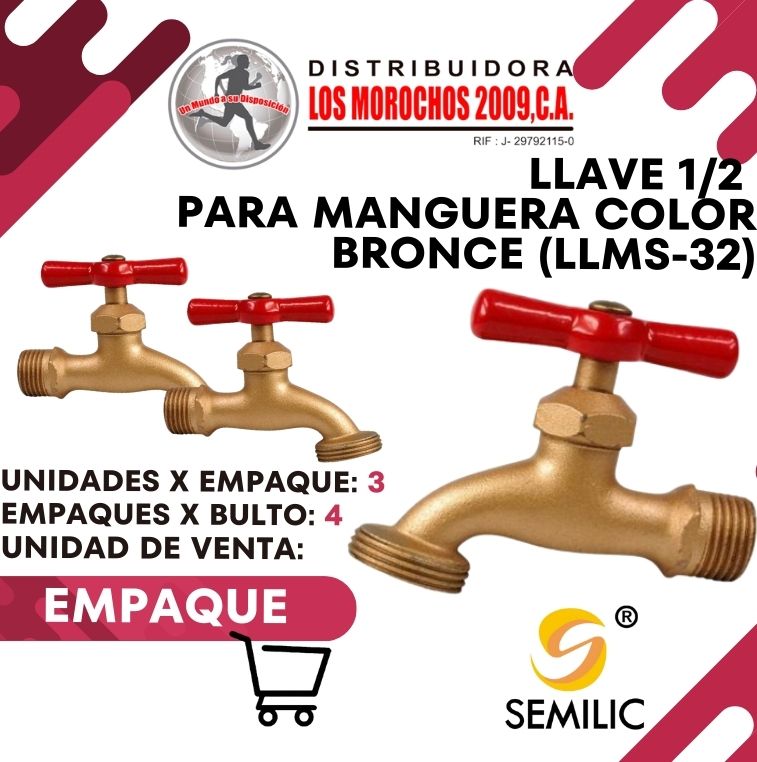 LLAVE  1/2 P/MANGUERA COLOR BRONCE 3X1 (LLMS-32)