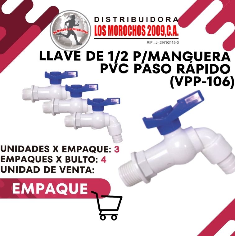 LLAVE DE 1/2 P/MANGUERA PVC PASO RAPIDO (VPP-106) 3X1