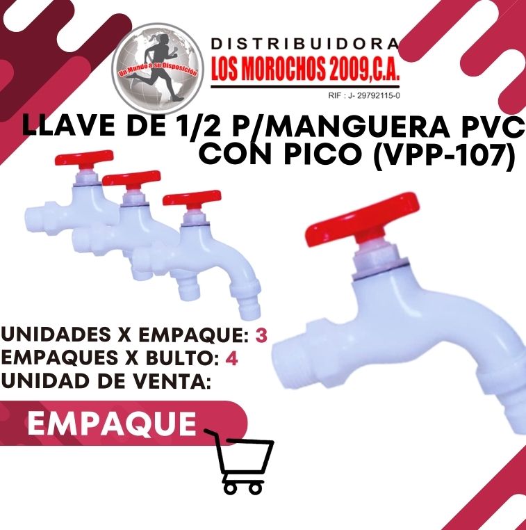 LLAVE DE 1/2 P/MANGUERA PVC CON PICO (VPP-107) 3X1