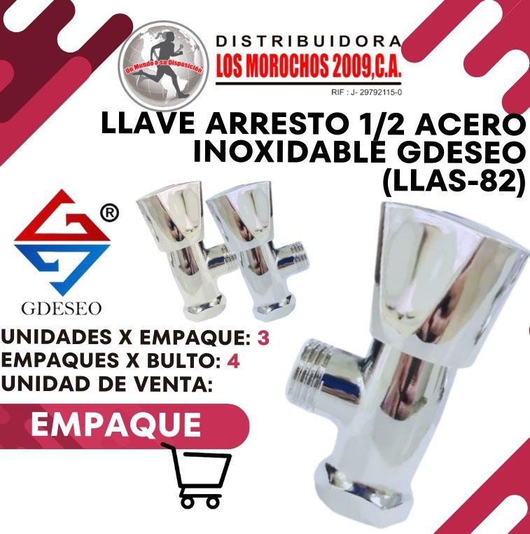 LLAVE ARRESTO 1/2 A/INOX ACABADO(LLAS-82) 3X1