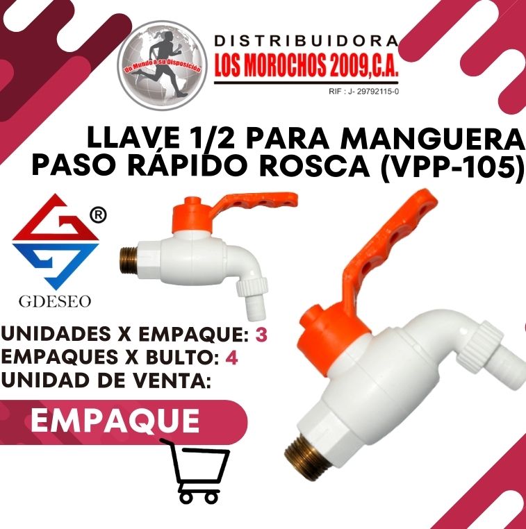 LLAVE 1/2 P/MANGUERA PASO RÁPIDO ROSCA (VPP-105)3X1