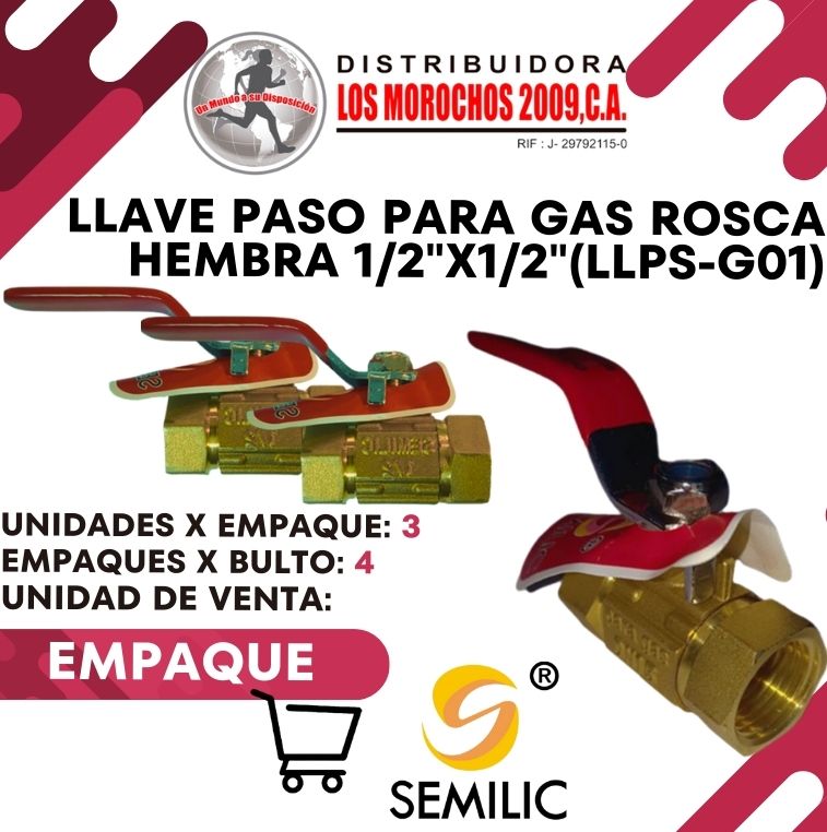 LLAVE PASO P/GAS ROSCA HEMBRA 1/2