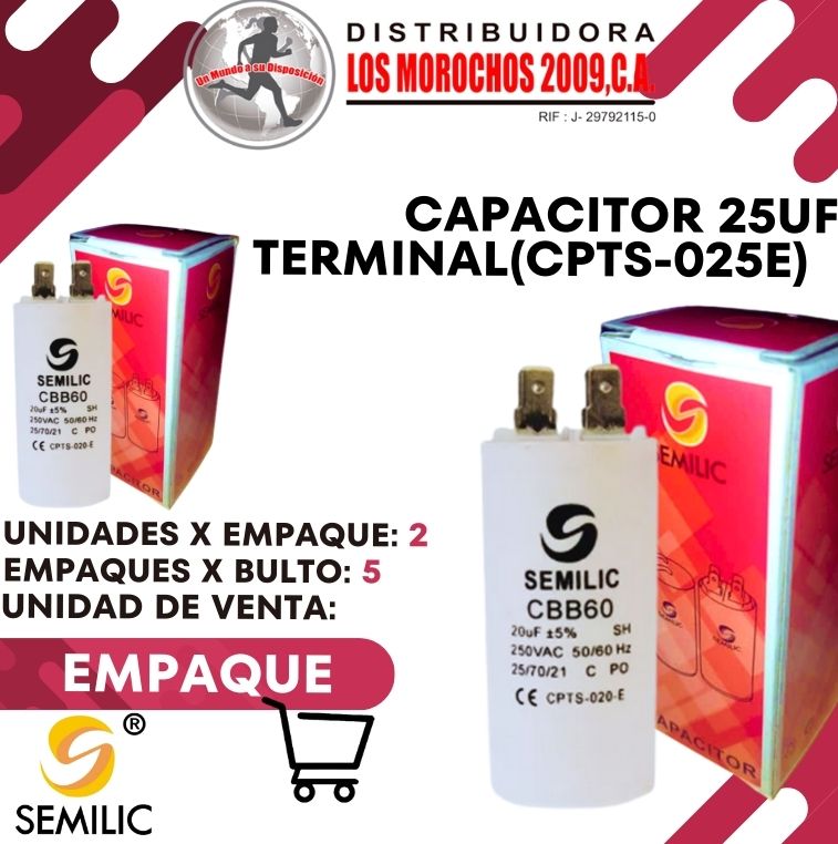 CAPACITOR 25uf TERMINAL 2X1 (CPTS-025E)