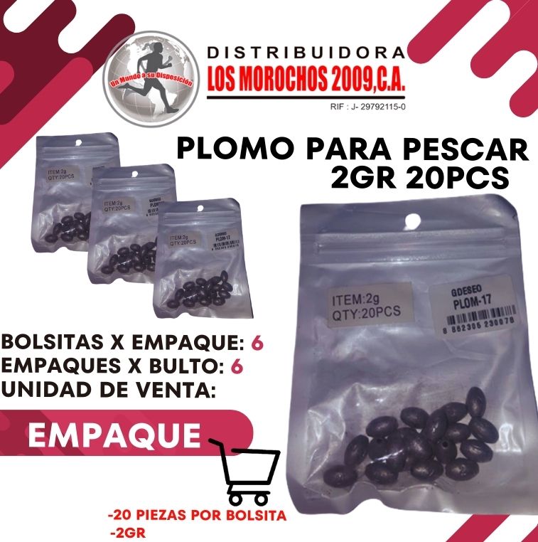 PLOMO P/PESCAR 2G 20PCS 6X1 (PLOM-17)