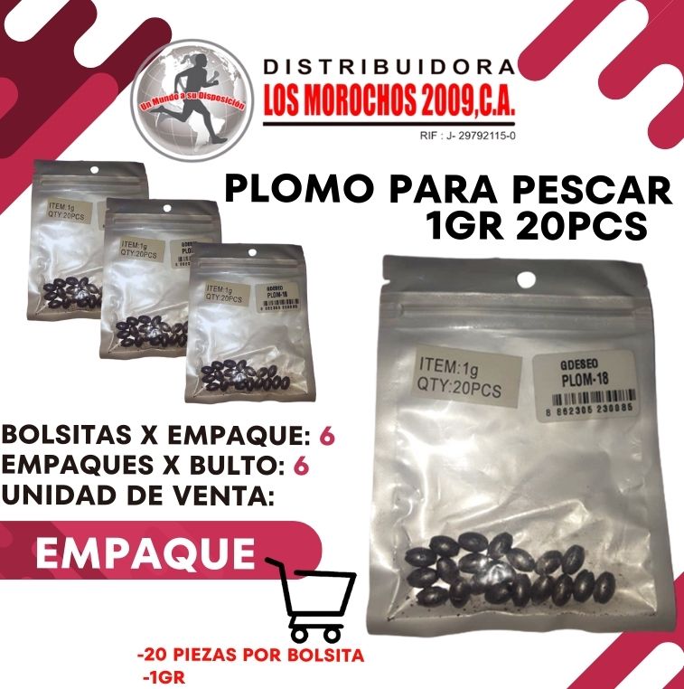 PLOMO P/PESCAR 1G 20PCS 6X1 (PLOM-18)