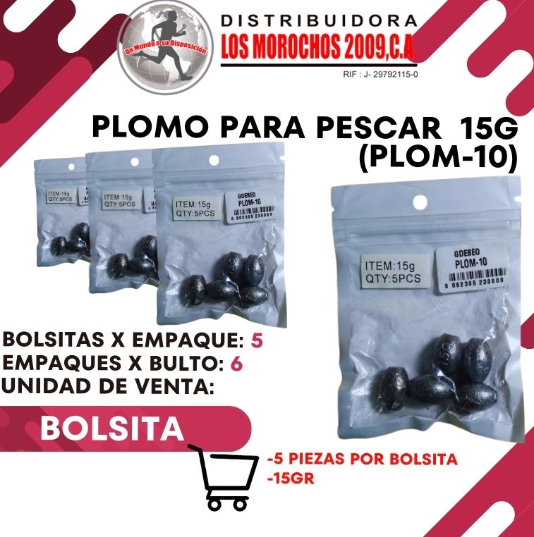 PLOMO P/PESCAR 15G 5PCS 6X1 (PLOM-10)