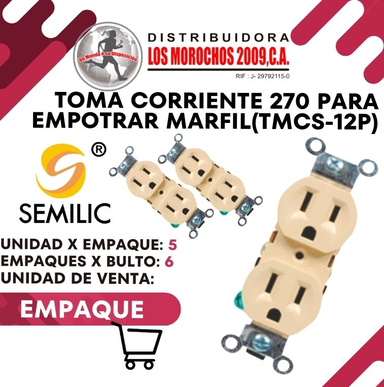 TOMA CORRIENTE 270 P/EMPO.MARFIL 5X1 (TMCS-12P)