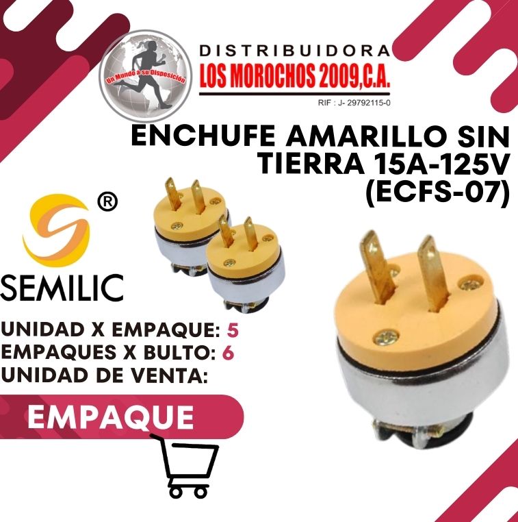 ENCHUFE AMARILLO S/TIERRA 15A-125V(ECFS-07) 5X1