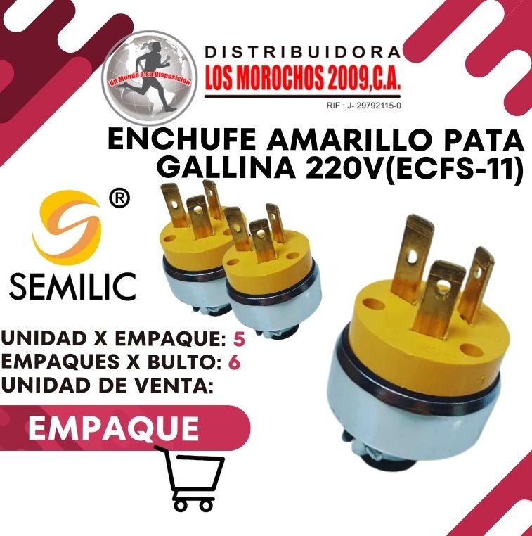ENCHUFE AMARILLO PATA GALLINA 220V(ECFS-11) 5X1