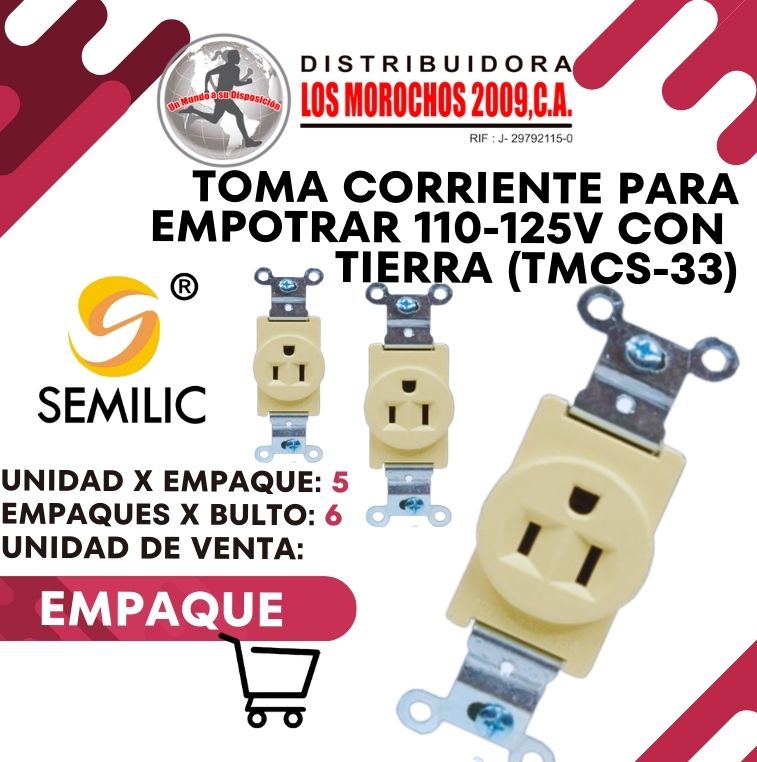 TOMA CTE.P/EMPOTRAR 110-125V C/TIERRA (TMCS-33) 5X1