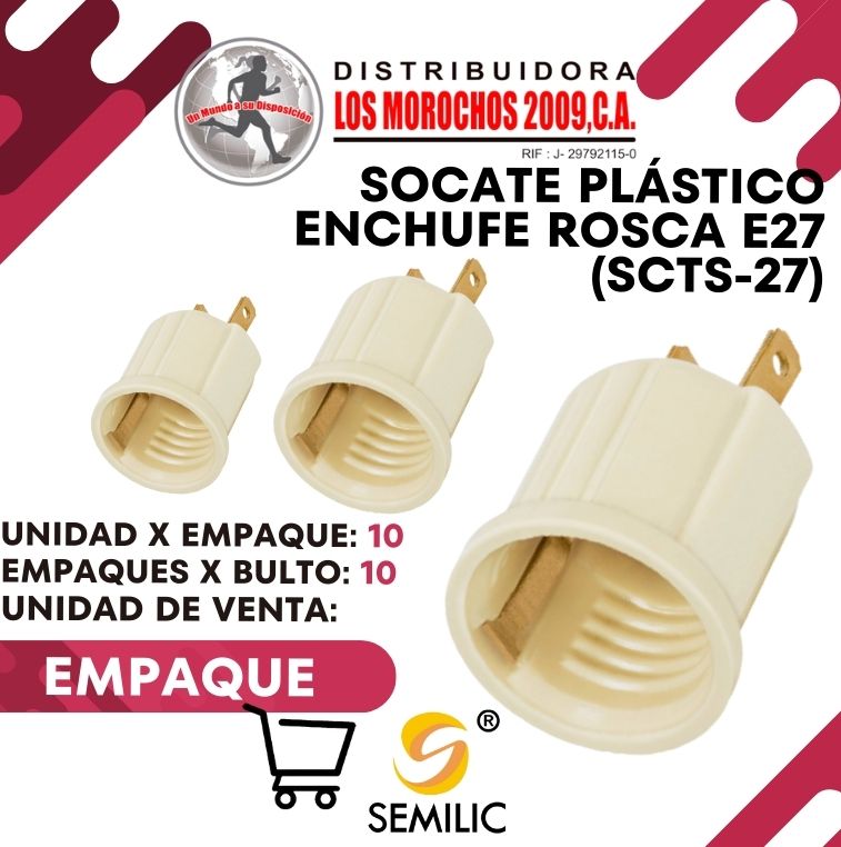 SOCATE PLÁSTICO ENCHUFE ROSCA E27 (SCTS-27) 10X1