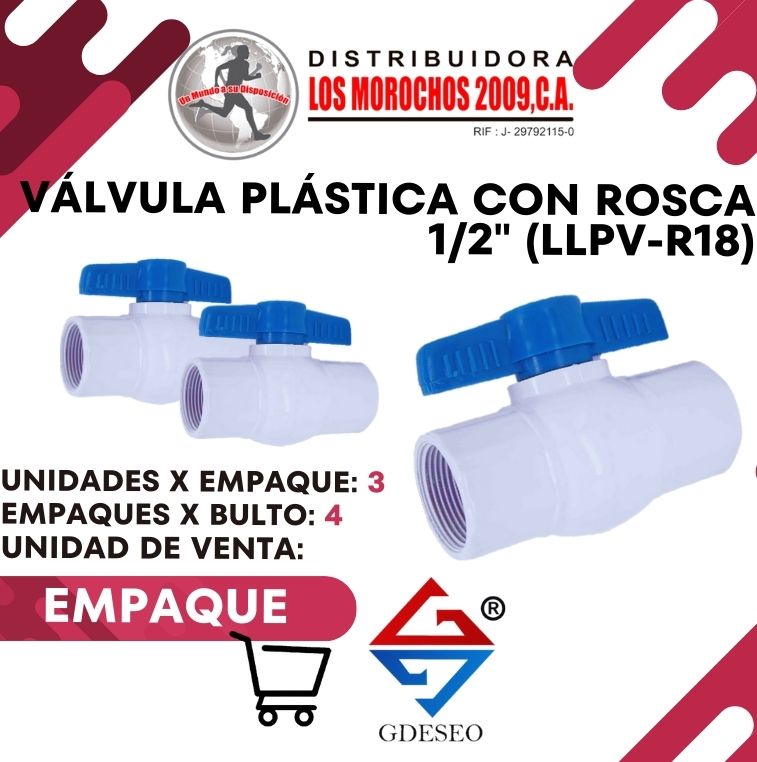 VÁLVULA PLÁSTICA CON ROSCA 1/2