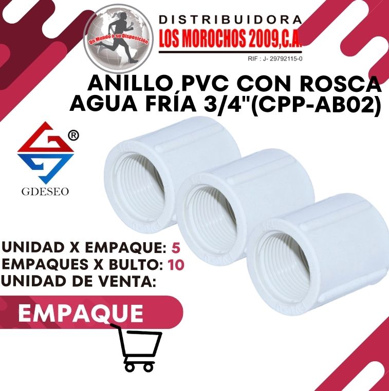 ANILLO PVC C/ROSCA AGUA FRÍA 3/4