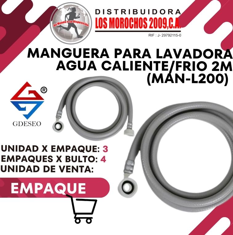 MANGUERA P/LAVADORA AGUA CALIENTE/FRIO 2M 3X1 (MAN-L200)