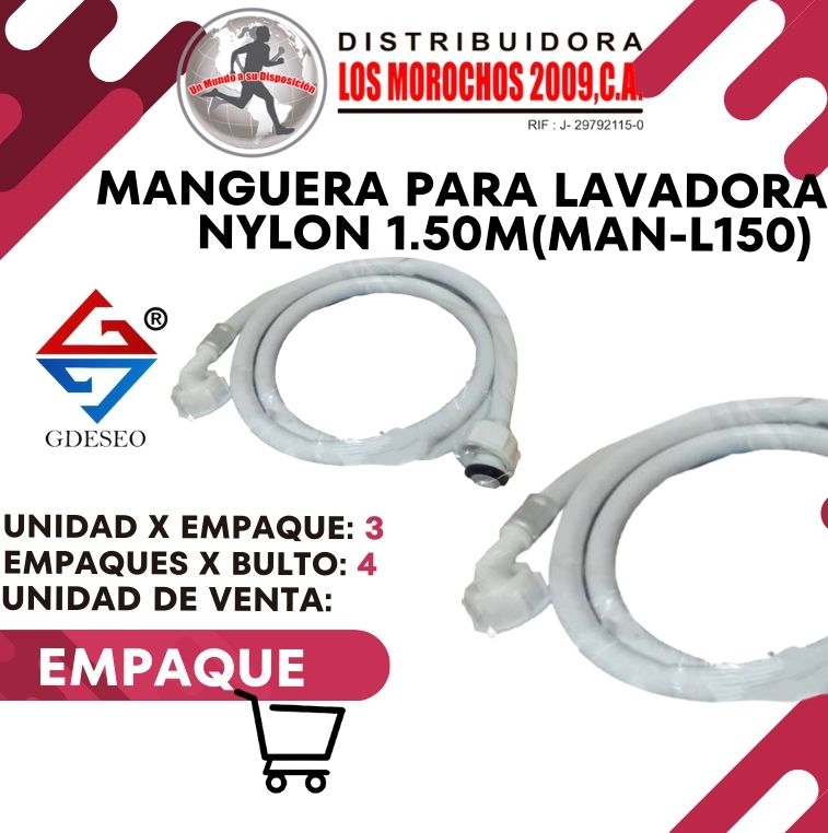 MANGUERA P/LAVADORA NYLON 1.50M 3X1 (MAN-L150)