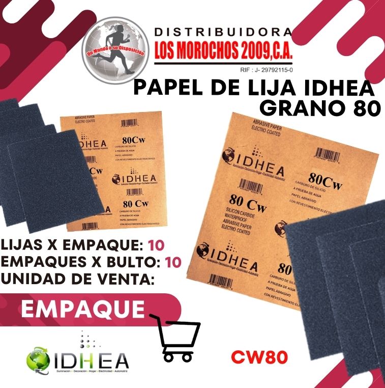 PAPEL DE LIJA IDHEA 80Cw 10x1