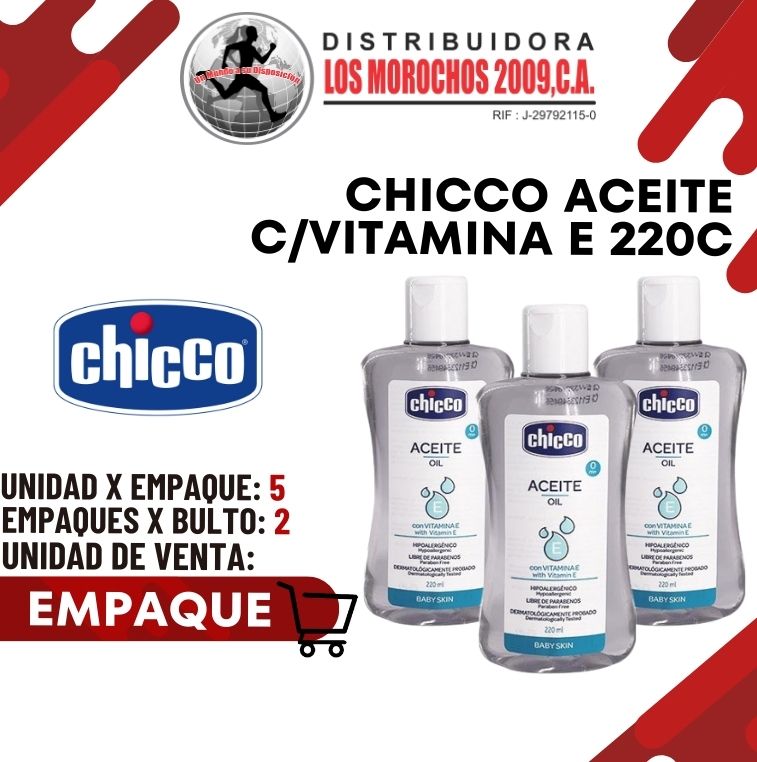 CHICCO ACEITE C/VITAMINA E 220CC 5X1