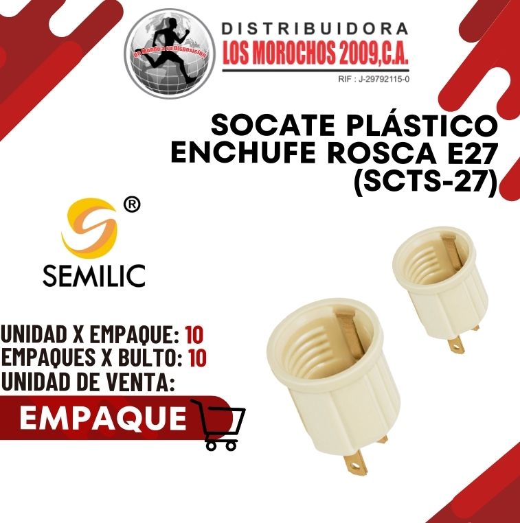 SOCATE PLÁSTICO ENCHUFE ROSCA E27 (SCTS-27) 10X1