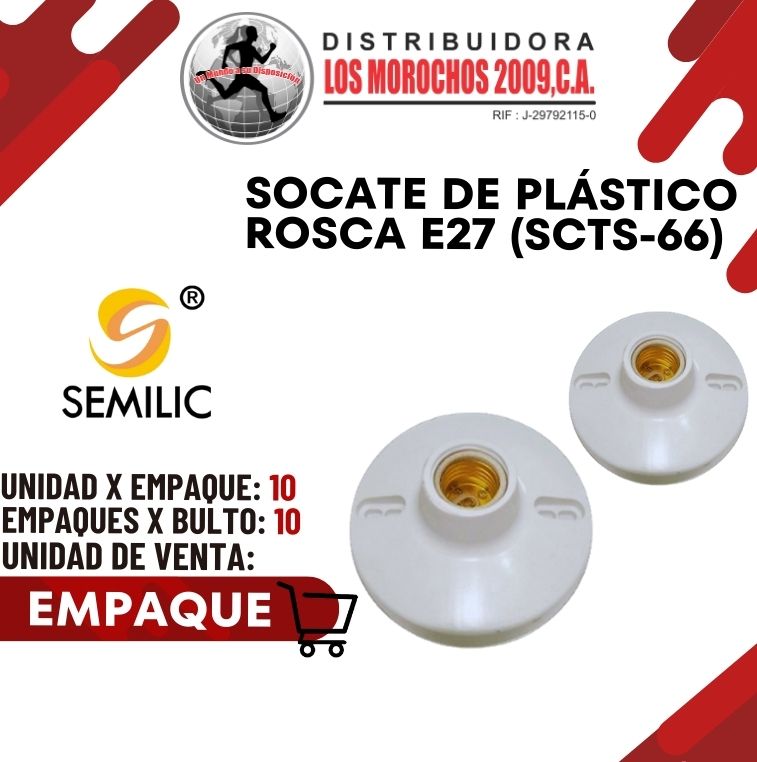 SOCATE PLÁSTICO ROSCA E27 (SCTS-66) 10X1 